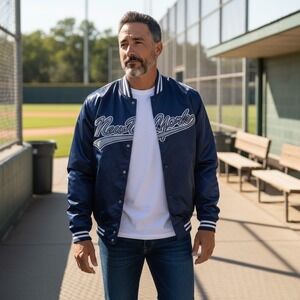 NY Vintage Satin Bomber Jacket Men's XL MLB Baseball